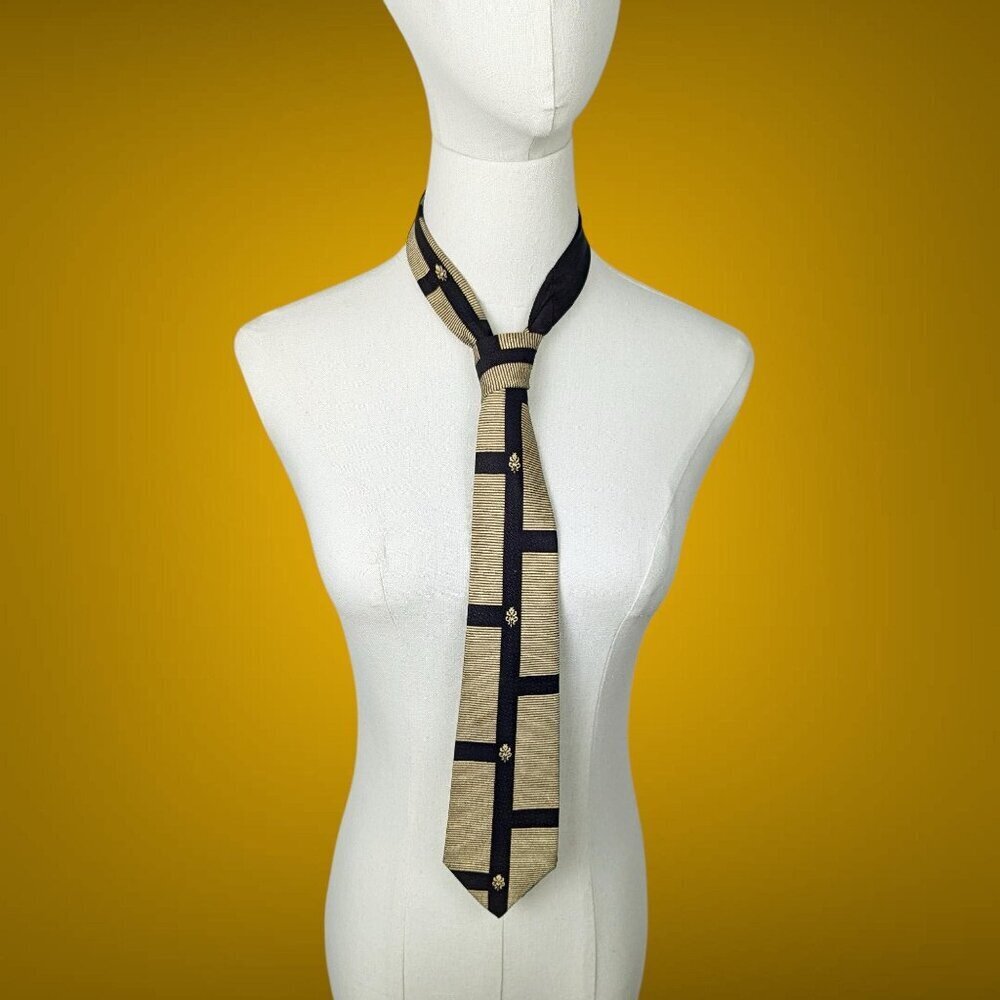 Brent Vintage Skinny 50's/60's Gold And Brown Skinny Necktie